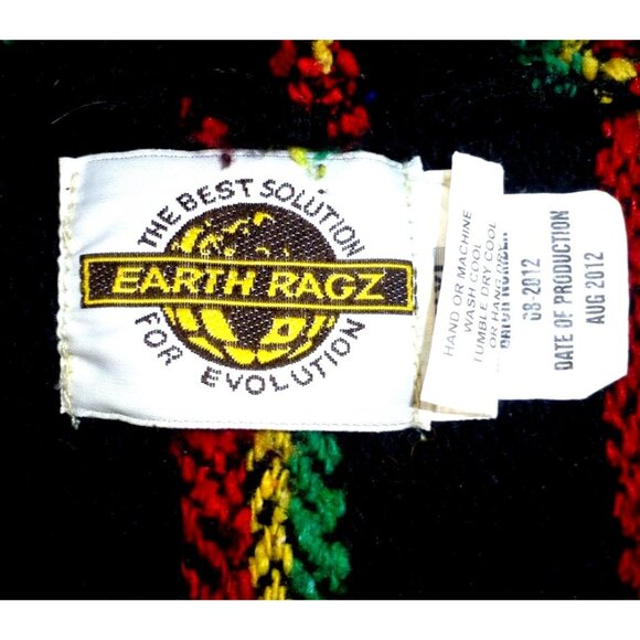 Earth Ragz Baja Hoodie XXL Rasta Striped Black Cotton Blend Pullover Kangaroo Po - Picture 5 of 11